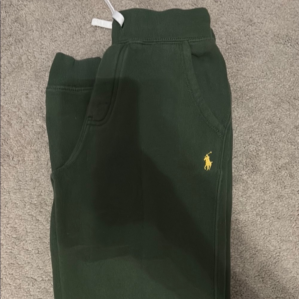 Ralph Lauren Kids Dark Green Joggers with Yellow Logo
